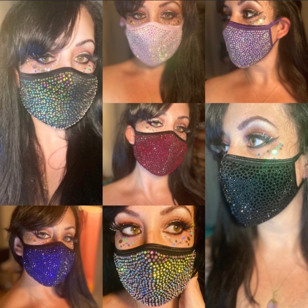✨#13 Aquamarine✨Crystal Bling Face Mask - Picture 14 of 15